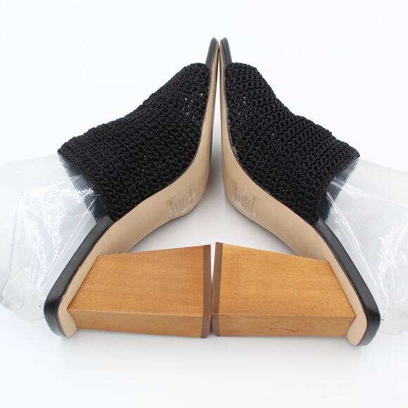 Steve Madden Sandal Womens Size 8.5  Black Knit Block Heel Y2K Mule Chunky - Picture 5 of 9